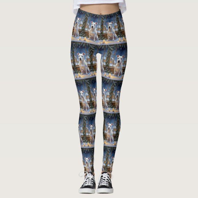 Leggings Bull Terrier con Luces de Navidad Fiesta (Anverso)