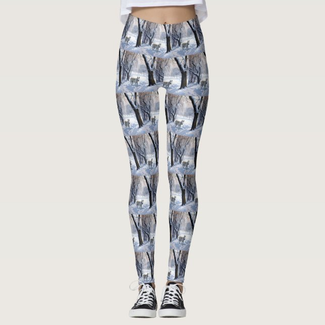 Leggings Bull Terrier Deja que nieve Navidad (Anverso)