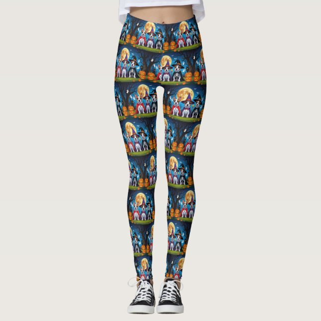 Leggings Bull Terrier Perros Calabaza Halloween Gracioso (Anverso)