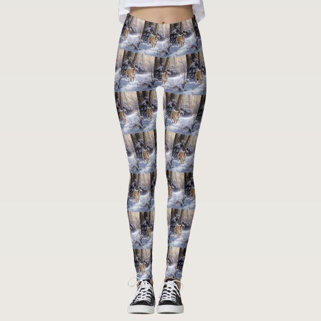 Leggings Bulldog Dejar Que Nieva Navidades Cepillado (Anverso)