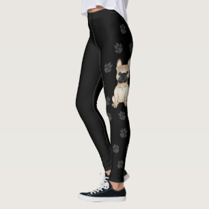 Leggings Bulldog Francés cervato de dibujos animados y pata