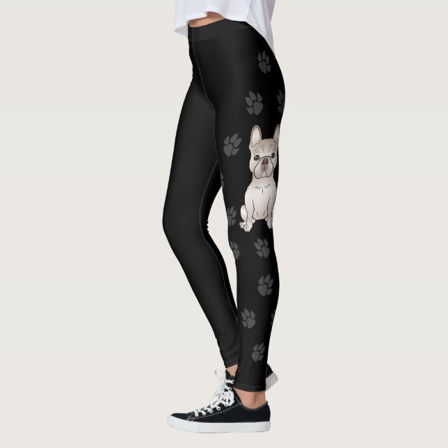 Leggings Bulldog Francés crema / Perro Frenchie y patas (Izquierda)