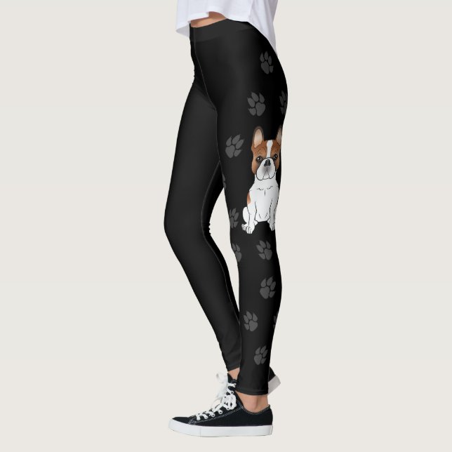 Leggings Bulldog Francés Piebald Rojo Perro de Dibujos Anim (Izquierda)