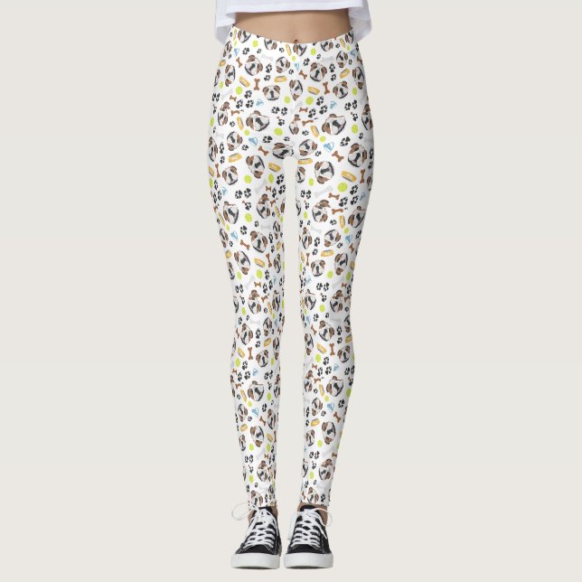 Leggings Bulldog sonriente del inglés del perro (Anverso)