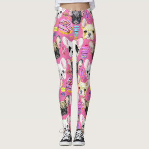Leggings Bulldoges franceses y galletas de Macaron del