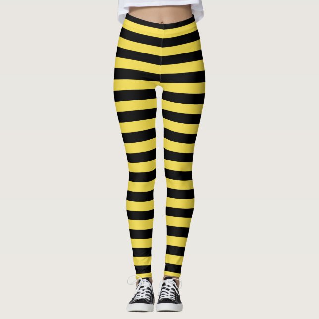 Leggings Bumble Abeja amarillo y negro rayado (Anverso)