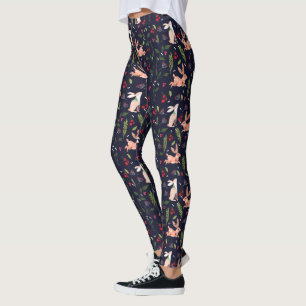 Leggings Bunnies de arte folclórico escandinavo