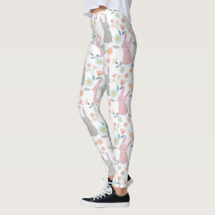 Leggings Bunnios Cuidados En Patrón De Jardín De Flores