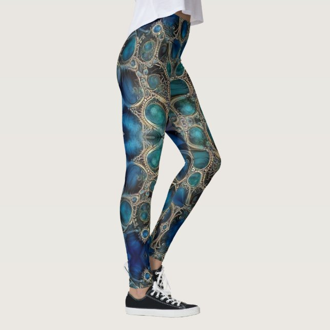 Leggings Burbuja azul de impresión grande (Derecha)