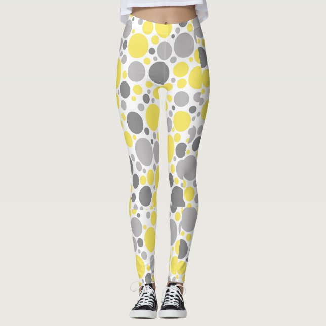 Leggings Burbujas amarillas grises modernas (Anverso)