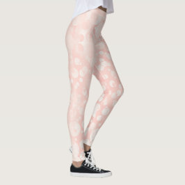 Leggings Burbujas blancas rosas, puntos de polka