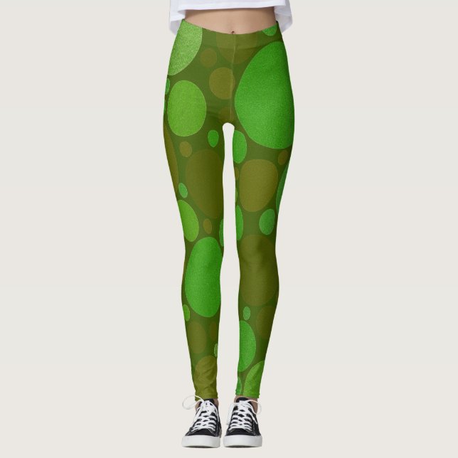 Leggings Burbujas de círculo de legiones de arte verde (Anverso)