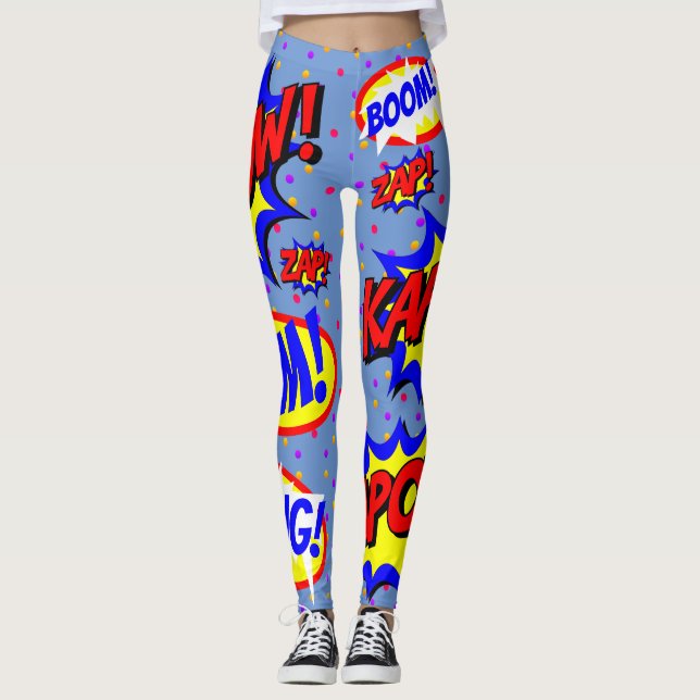 Leggings Burbujas de Diálogo Personalizadas de Cómic con Pu (Anverso)