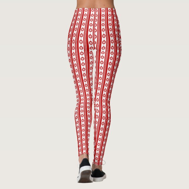 Leggings Burbujas de Navidades rojos y blancos con copos de (Reverso)