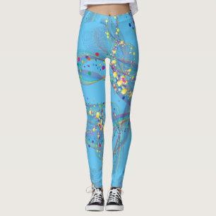 Leggings Burbujas giratorias en el patrón multicolor L Blue