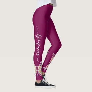Leggings Burgundy floral nupcial novia & damas de honor