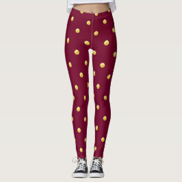 Leggings Burgundy y Gold Dot