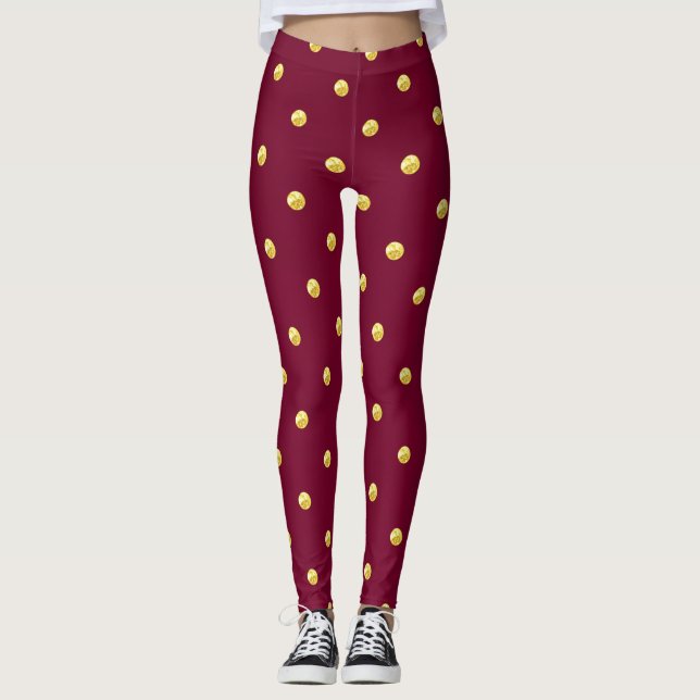 Leggings Burgundy y Gold Dot (Anverso)