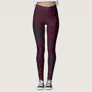 Leggings Burgundy y negro Jardín Oscuro Glam Gótic