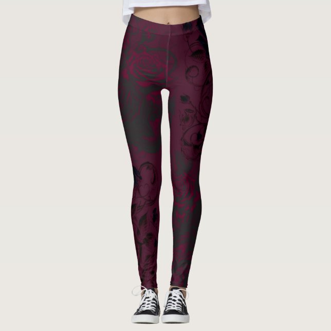 Leggings Burgundy y negro Jardín Oscuro Glam Gótic (Anverso)
