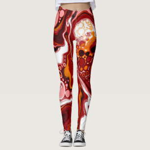 Leggings Burgunos y blanco arte digital fluido