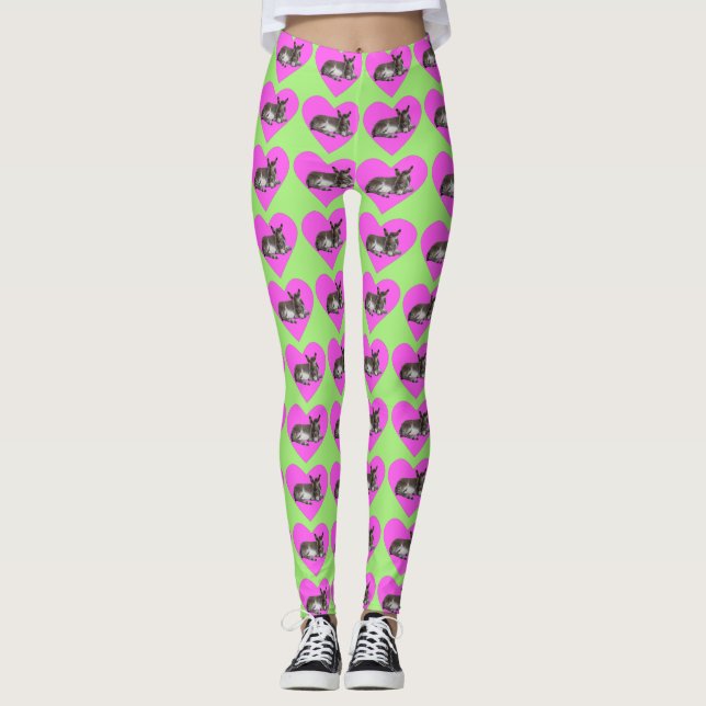 Leggings Burro en corazón rosa (Anverso)