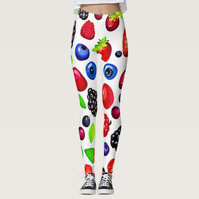 Leggings Burst de Berry: Patrón de Fruity (Anverso)