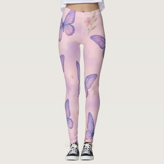 Leggings Butterfly Dream Motion – Acuarela Suave  (Anverso)