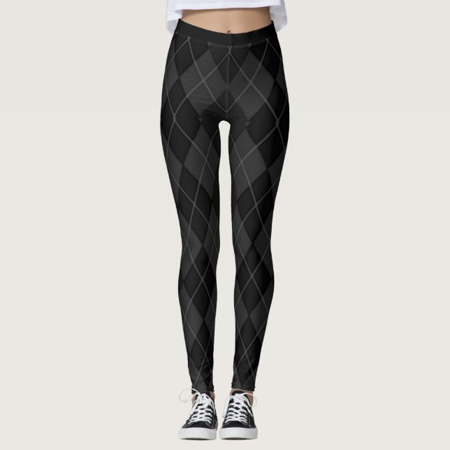Leggings (C) XS-XL_Leggings_ Clásico-Negro-Argyle (Anverso)
