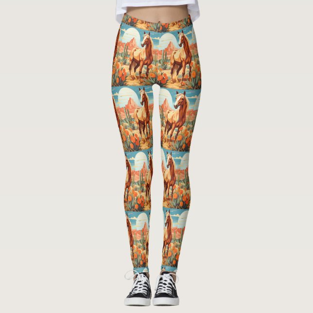 Leggings Caballo del desierto del Palomino de Arte Pop (Anverso)