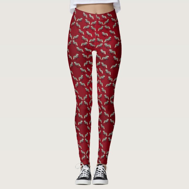 Leggings Caballo islandés Astra en rojo (Anverso)