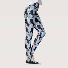 Leggings Caballo que se alza negro en mirada azul del