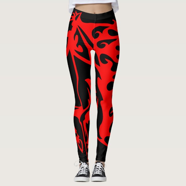 Leggings Caballo salvaje del Bronco Rojo Flamante Mustang (Anverso)