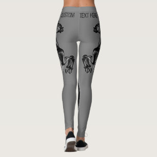 Leggings Caballo salvaje negro vertical - Dibujo en blanco 