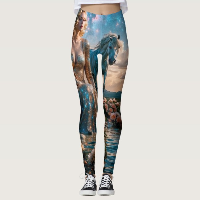 Leggings Caballo y mujer por agua (Anverso)