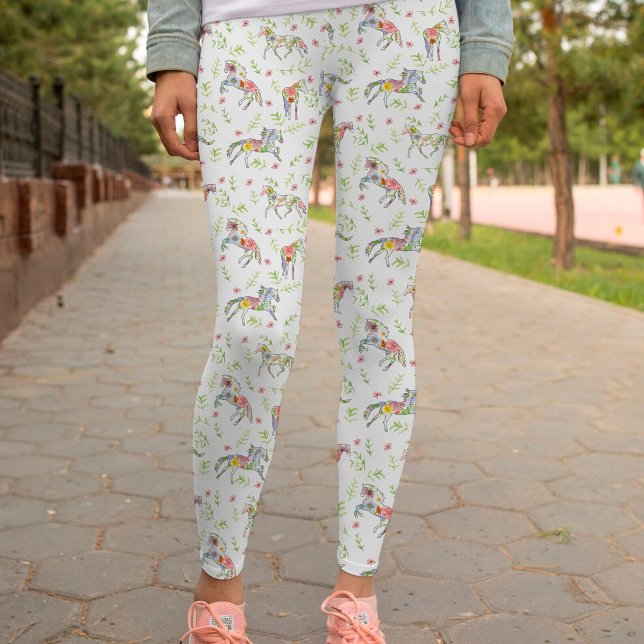 Leggings Caballos de acuarela de flores silvestres ecuestre (Subido por el creador)