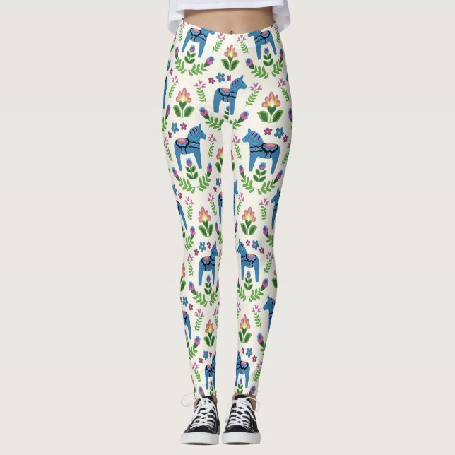 Leggings Caballos de dala azules suecos (Anverso)