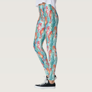 Leggings Caballos de mar con burbujas y vida en la planta d