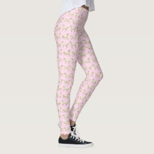 Leggings Caballos Galopantes Divertidos de Chicas Beige Ros