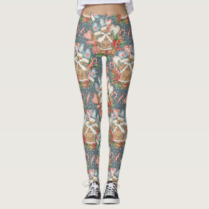 Leggings Cabaña de pan de jengibre de invierno - Mitones