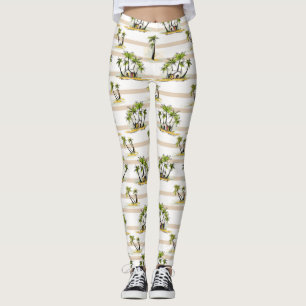 Leggings Cabaña y palmas tropicales