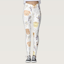 Leggings Cabeza Animal Adorable Y Patrón Floral