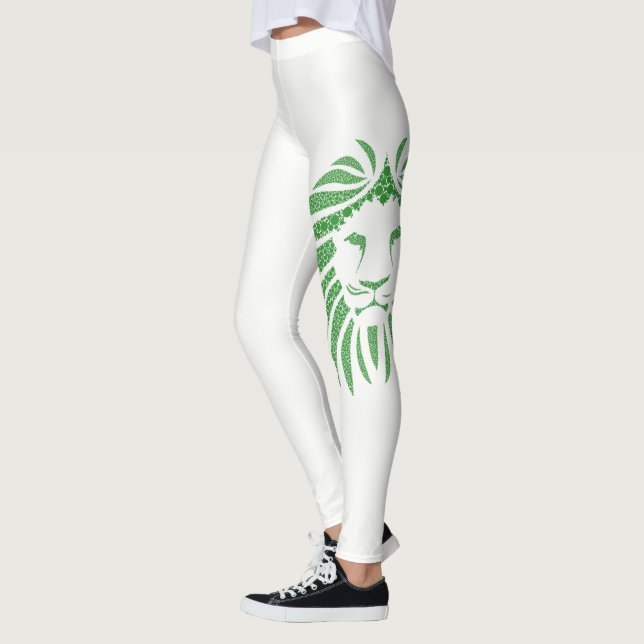Leggings Cabeza De León Verde Sobre Cualquier Leguera De Co (Izquierda)