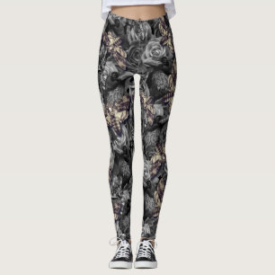 Leggings Cabeza de Muerte Gris Grande Cabeza Halcón Motos R