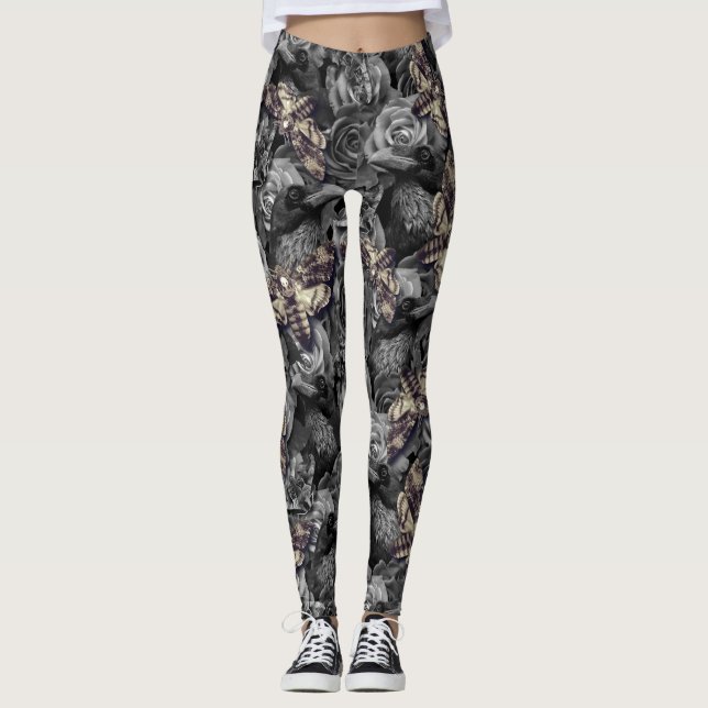 Leggings Cabeza de Muerte Gris Grande Cabeza Halcón Motos R (Anverso)