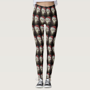 LEGGINGS CABEZA MUERTA SANTA SKULL, NAVIDADES SKELETON HUMO