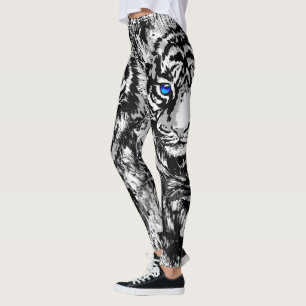 Leggings Cabeza real de tigre blanco - Piernas de tigres