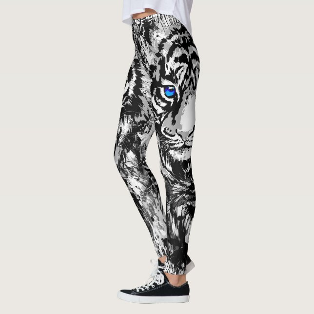 Leggings Cabeza real de tigre blanco - Piernas de tigres (Izquierda)