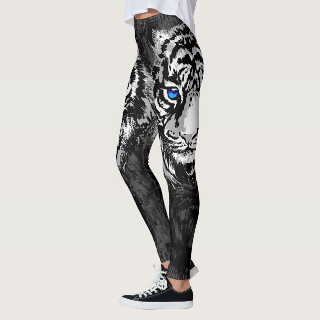 Leggings Cabeza real de tigre blanco - Piernas de tigres (Izquierda)