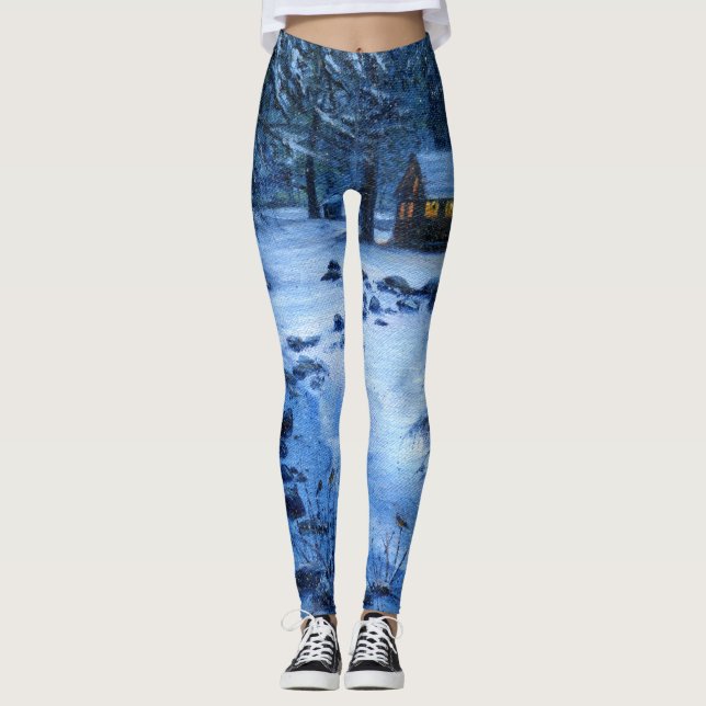 Leggings "Cabina acogedora en la nieve" (Anverso)